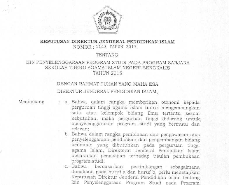 IZIN OPERASIONAL PRODI EKONOMI SYARIAH