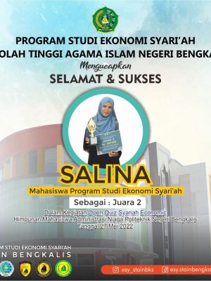 Mahasiswa Program Studi Ekonomi Syari’ah  Berhasil Meraih Juara II Open Quiz Syariah Economic